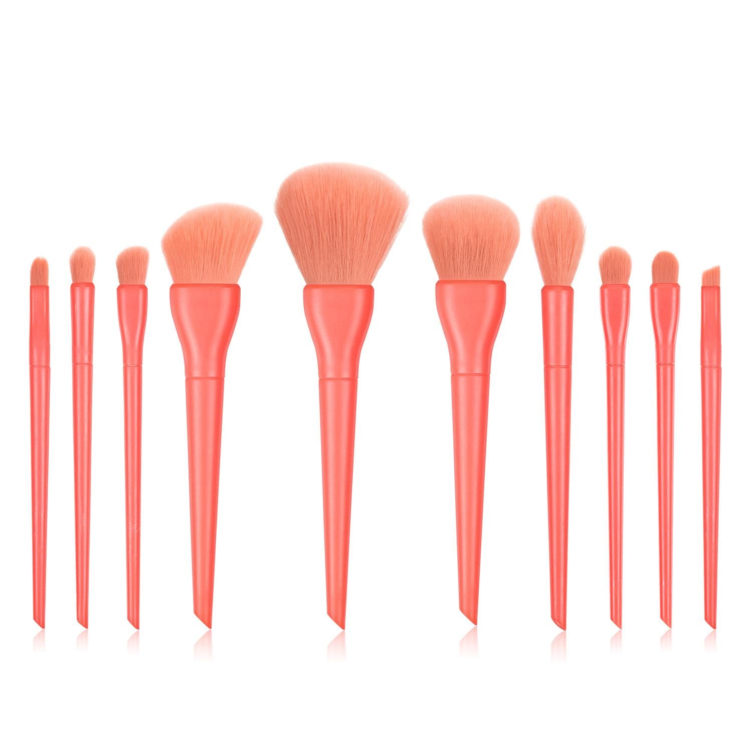 Candy color 10 cosmetic brushes set plastic short rod soft bristles Candy color 10 cosmetic brushes set plastic short rod soft bristles
